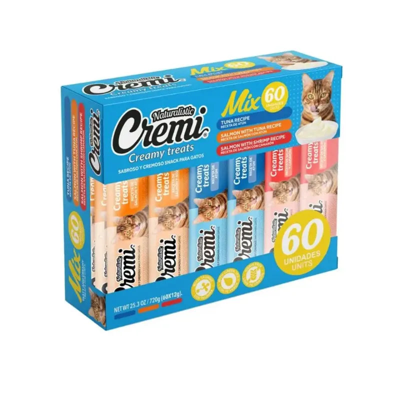 Naturalistic Cremi Box pescado 60 tubos snacks cremosos para gatos