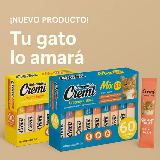 snacks Cremi para gatos, con variedades Mix 60 sabor pollo y mariscos