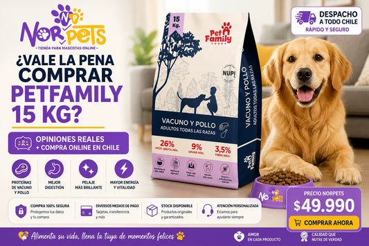 Comprar PetFamily Vacuno y Pollo 15 kg en Chile | Alimento premium para perros adultos con despacho a todo Chile | Norpets