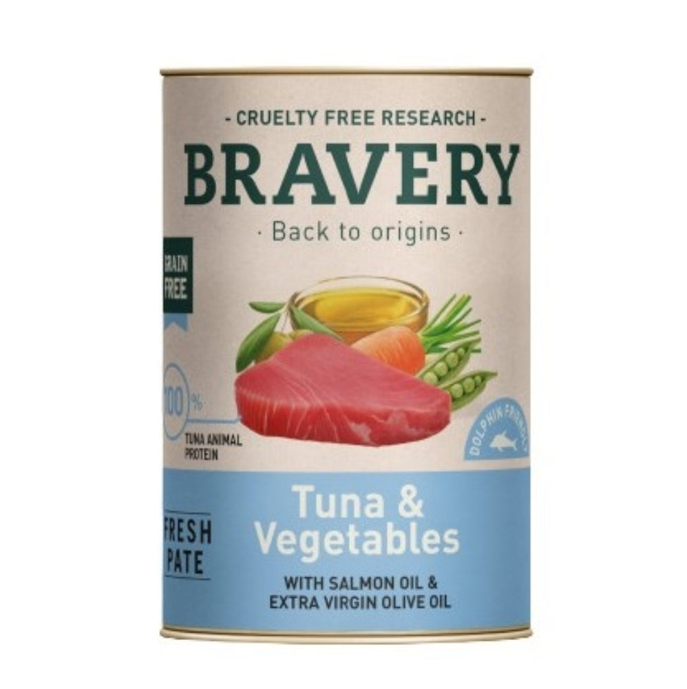 Bravery Atún y Vegetales 290 g alimento húmedo súper premium para perros adultos