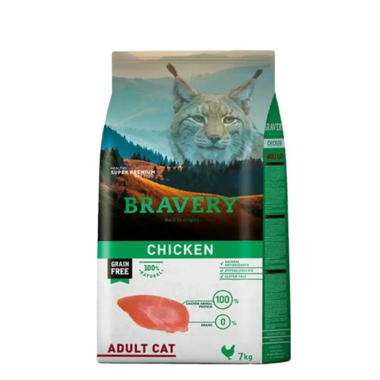 Bravery Chicken Adult Cat 7 kg – Nutrición Super Premium para Gatos Adultos disponible en Norpets-tienda.cl