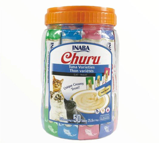 Churu frasco 50 tubos variedades de atún para gatos Inaba snacks cremosos premium en Chile