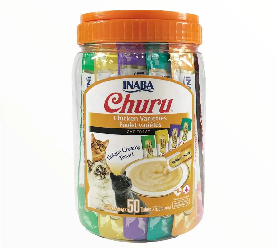 Churu frasco 50 tubos variedades de pollo para gatos Inaba snack cremoso premium en Chile