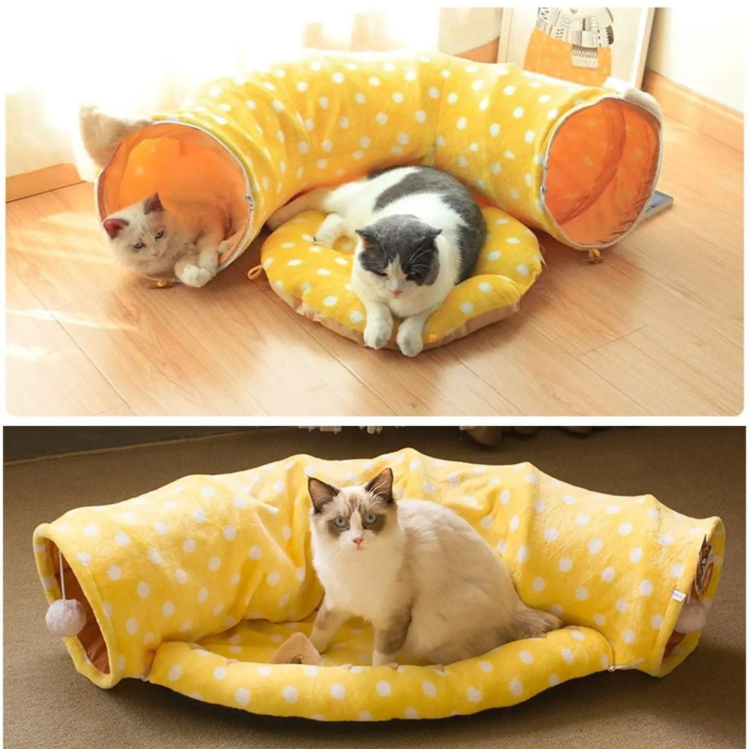 Túnel Cama plegable para gatos de felpa