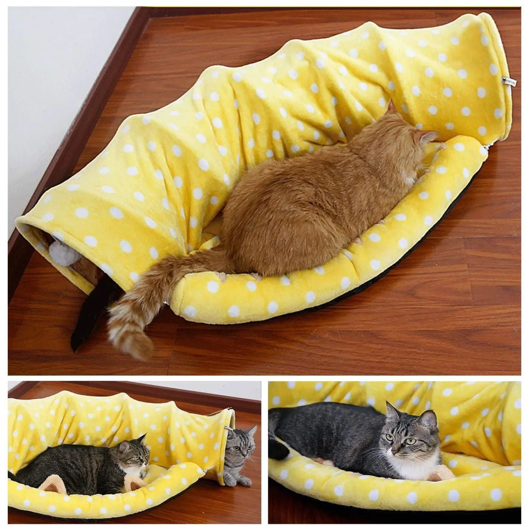 Túnel Cama plegable para gatos de felpa